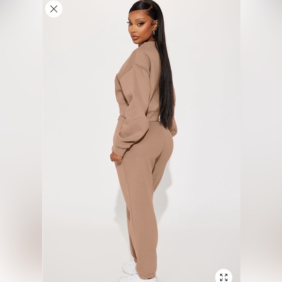 Fashion Nova Make It Last Tan Sweatshirt & Jogger Set - Picture 3 of 6